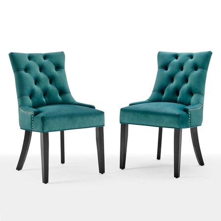 MODWAY FURNITURE Regent Tufted Performance Velvet Dining Side Chairs - Teal EEI-3780-TEA